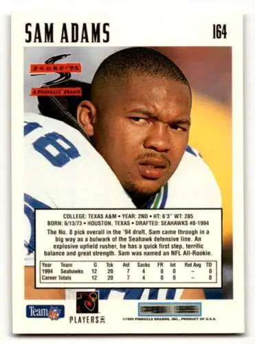 1995 Score #164 Sam Adams Seattle Seahawks Football Card with original gloss condition