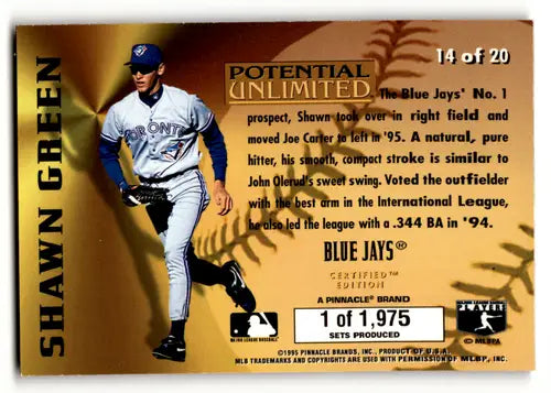 1995 Select Certified Potential Unlimited Shawn Green baseball card with original gloss