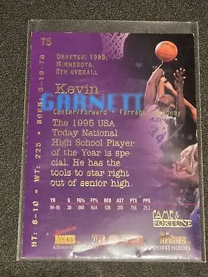 Kevin Garnett basketball card from Signature Rookies Fame and Fortune series