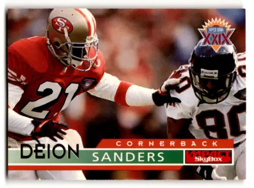 1995 SkyBox Impact Deion Sanders football card with original gloss in NM-MT condition