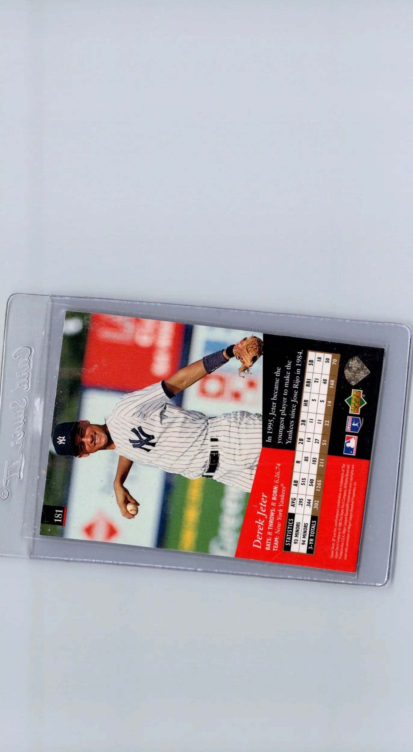 Baseball trading card featuring Derek Jeter from 1995 SP #181 collection