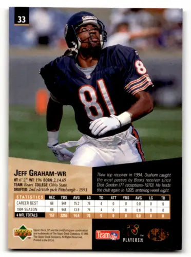 Jeff Graham football card featuring original gloss in near mint condition