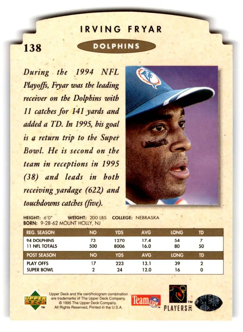 1995 SP Championship #138 Irving Fryar Die Cuts - Trading Cards