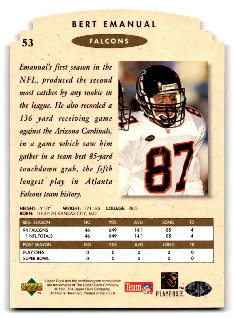 1995 SP Championship #53 Bert Emanuel Die Cuts - Trading Cards