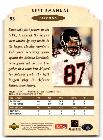 1995 SP Championship #53 Bert Emanuel Die Cuts - Trading Cards