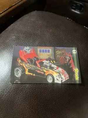 1995 Spawn Widevision TT5 Spawnmobile trading card showcasing hot rod design
