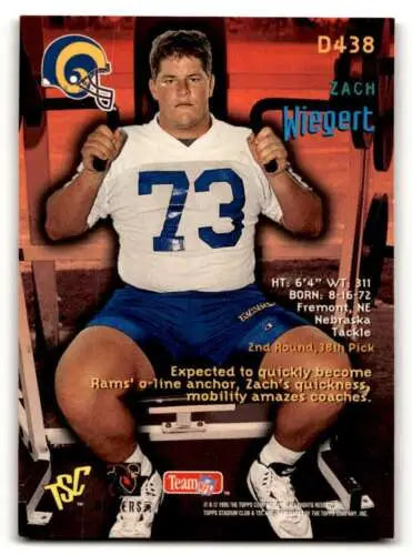 1995 Stadium Club D438 Zach Wiegert original gloss Louis Rams football card