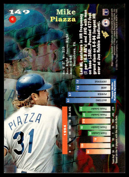 Baseball card featuring Mike Piazza in jersey number 31 for Los Angeles Dodgers