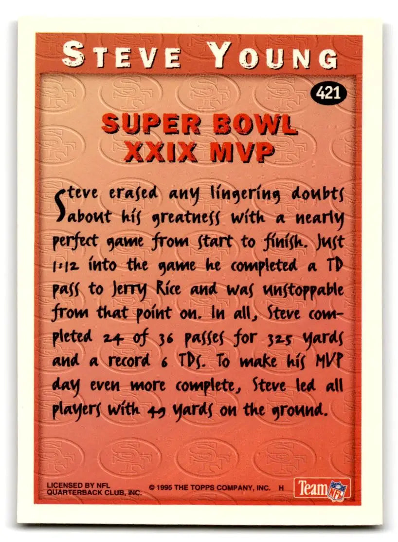 1995 Topps #421 Steve Young - Trading Card