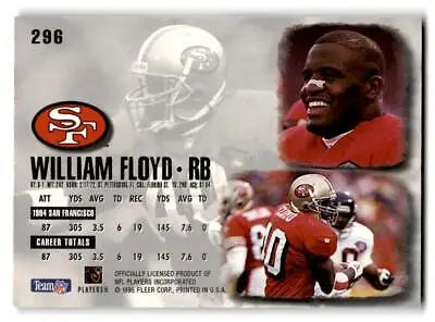 William Floyd trading card from 1995 Ultra #296 featuring the football star