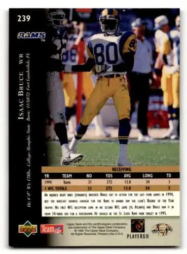 1995 Upper Deck #239 Isaac Bruce St. Louis Rams Football Card with original gloss