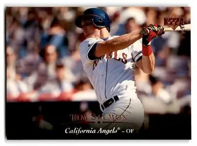 Tim Salmon swinging bat in 1995 Upper Deck #270 trading card collectible