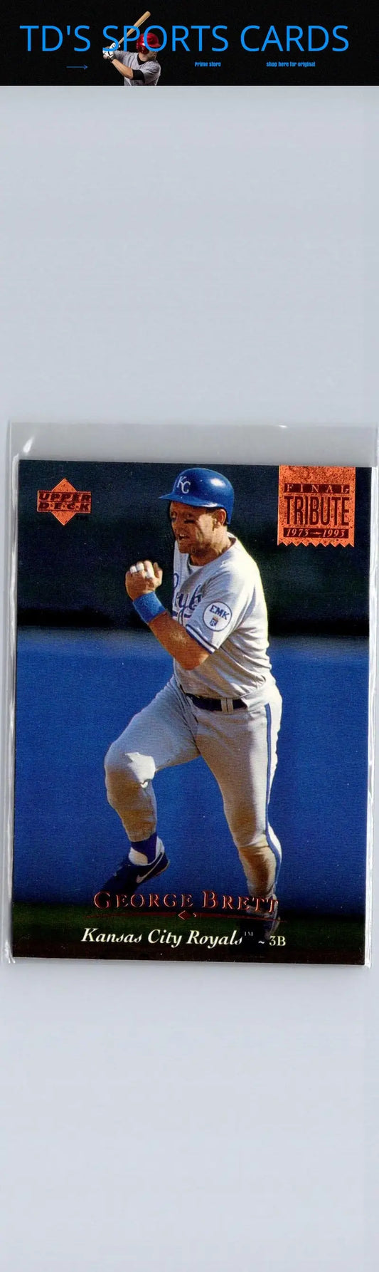 George Brett baseball card from 1995 Upper Deck series featuring iconic player