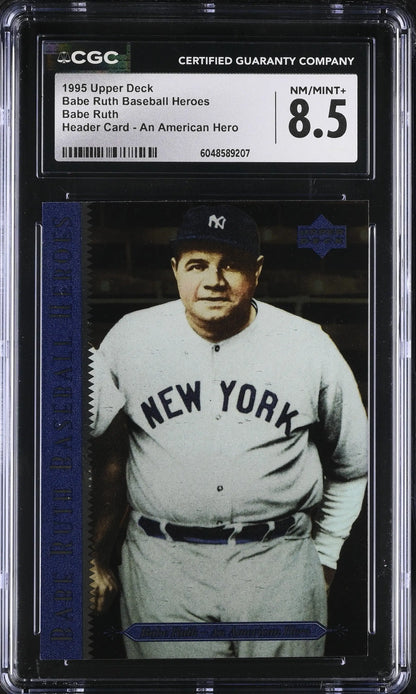 Graded 1995 Upper Deck Babe Ruth baseball card showcasing Babe Ruth’s legendary image