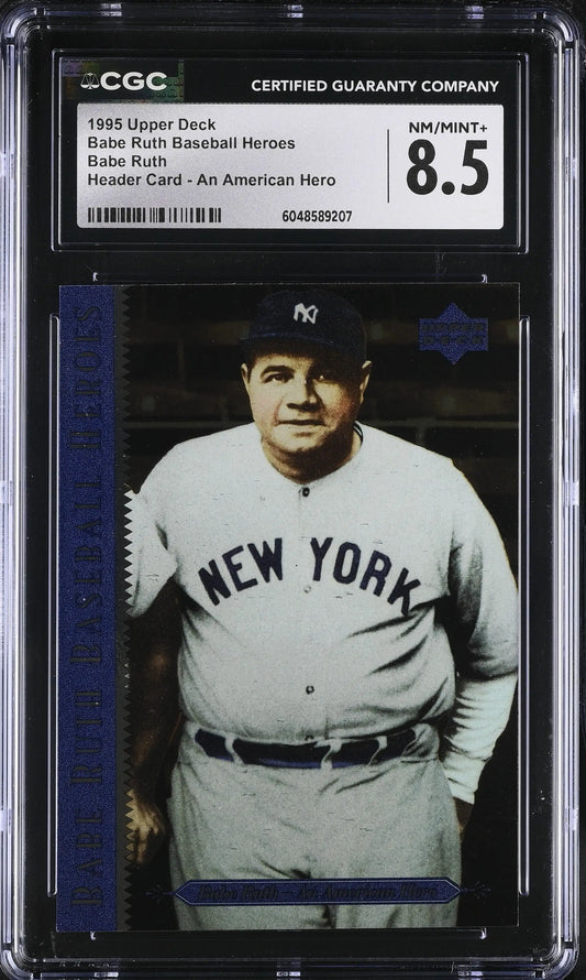 Graded 1995 Upper Deck Babe Ruth baseball card showcasing Babe Ruth’s legendary image