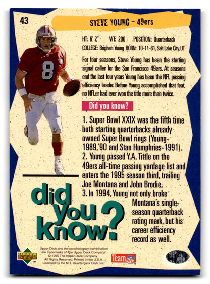 Vintage 1995 Upper Deck Collector’s Choice Steve Young Player’s Club football card