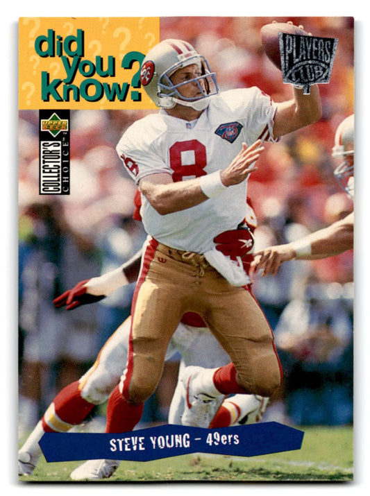 1995 Upper Deck Collector’s Choice Steve Young football trading card featuring Steve Young of the 49ers