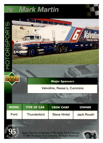 1995 Upper Deck Electric Silver #76 Mark Martin’s Car NM-MT