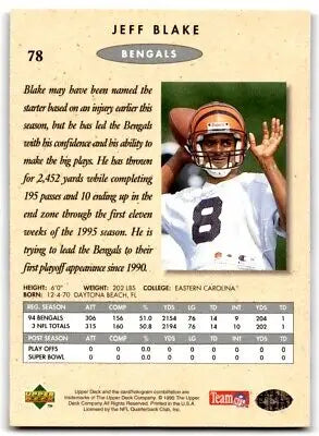Jeff Blake football card from 1995 Upper Deck SP Championship #78, Cincinnati Bengals