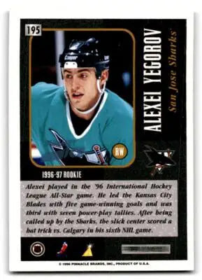 Alexei Yegorov hockey card from 1996 Summit series featuring San Jose Sharks player