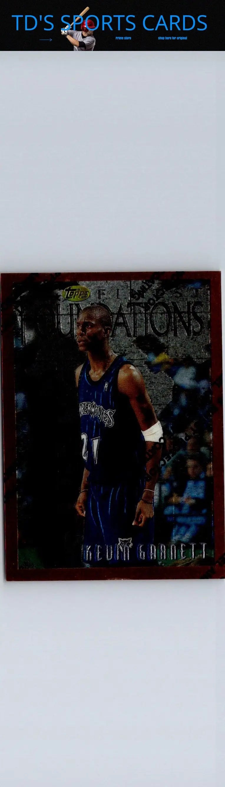 1996-97 Finest #205 Kevin Garnett Trading Card featuring iconic basketball memorabilia