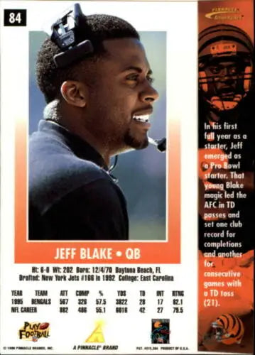 1996 Action Packed #84 Jeff Blake NM-MT Bengals original gloss football card display