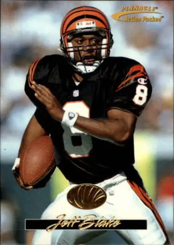 1996 Action Packed #84 Jeff Blake football card with original gloss, Bengals memorabilia