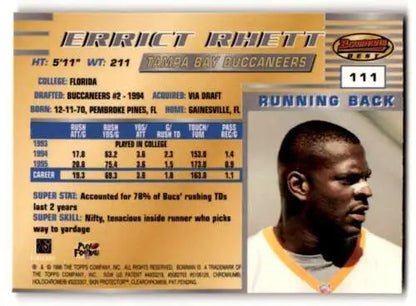 1996 Bowman’s Best Errict Rhett Tampa Bay Buccaneers card original gloss collectible