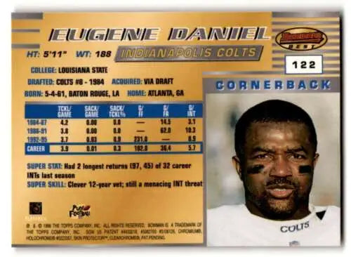 Original gloss 1996 Bowman’s Best #122 Eugene Daniel Indianapolis Colts football card