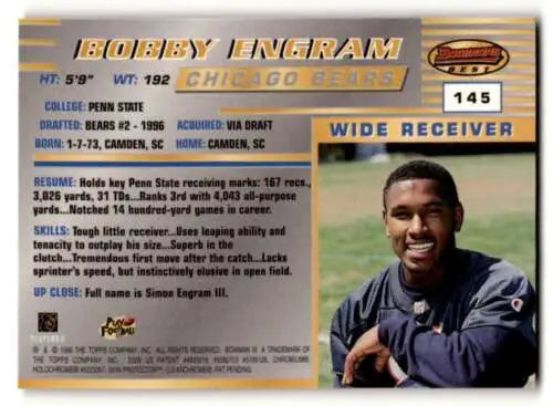 Bobby Engram Chicago Bears football card with original gloss from Bowman’s Best 1996