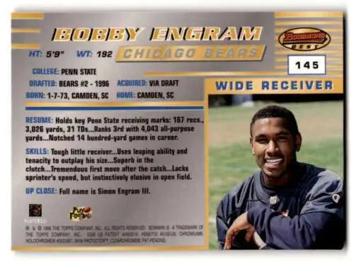 Bobby Engram Chicago Bears football card with original gloss from 1996 Bowman’s Best