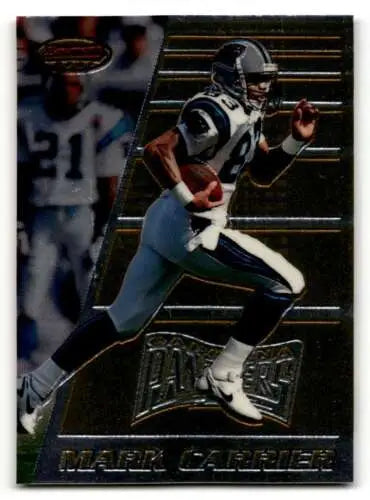 1996 Bowman’s Best Mark Carrier Carolina Panthers Football Card with original gloss