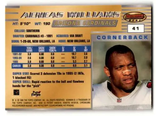 Aeneas Williams Arizona Cardinals football card with original gloss 1996 Bowman’s Best #41