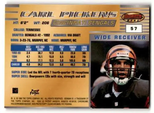 Original gloss 1996 Bowman’s Best Carl Pickens Cincinnati Bengals football card