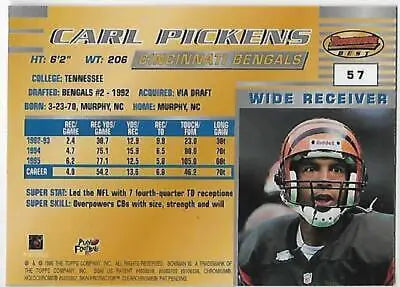1996 Bowman’s Best #57 Carl Pickens NM Bengals football card with original gloss quality