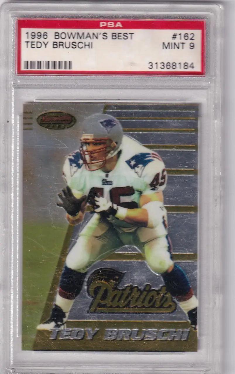 1996 Bowman’s Best Tedy Bruschi PSA 9 football card New England Patriots image