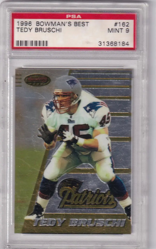 1996 Bowman’s Best Tedy Bruschi PSA 9 football card New England Patriots image