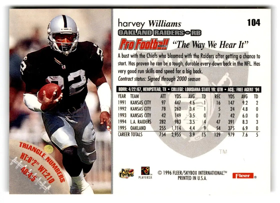 1996 Fleer #104 Harvey Williams - Trading Card