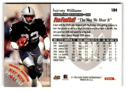 1996 Fleer #104 Harvey Williams - Trading Card