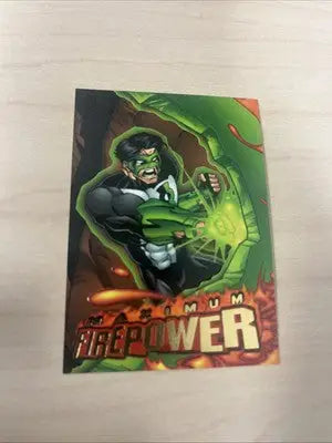 Green Lantern trading card from 1996 Fleer DC Outburst Firepower Maximum Lava collection