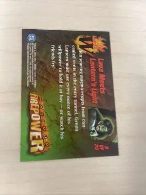 Green Lantern trading card from 1996 Fleer DC Outburst Firepower Maximum Lava collection