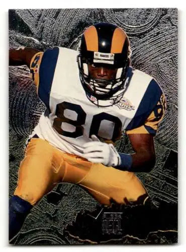 1996 Fleer Metal #101 Isaac Bruce original gloss Louis Rams Football trading card NM