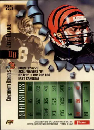 1996 Fleer Metal #25 Jeff Blake football card in original gloss from Bengals
