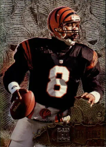 Football player in Bengals uniform, featured in 1996 Fleer Metal Jeff Blake card