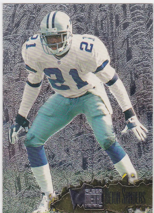 American football trading card of Deion Sanders Dallas Cowboys from Fleer Metal 1996