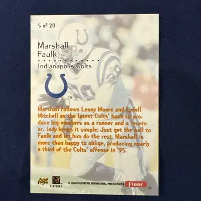 Collectible football trading card featuring Marshall Faulk with Light Blue Pulsar design from Fleer Ultra