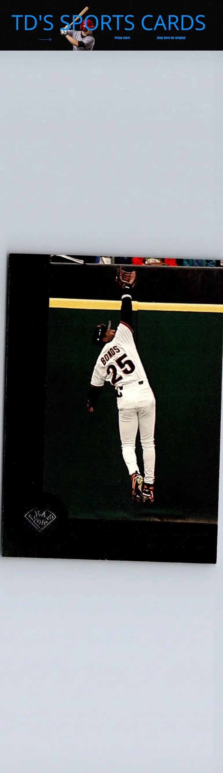 Baseball card featuring Barry Bonds from 1996 Leaf #78 for sports collectibles