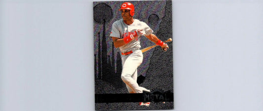 Baseball card featuring Barry Larkin from 1996 Metal Universe trading cards