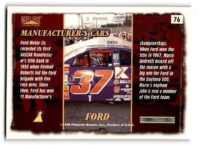 Ford racing card from 1996 Pinnacle Racer’s Choice, a must-have for trading cards collectors