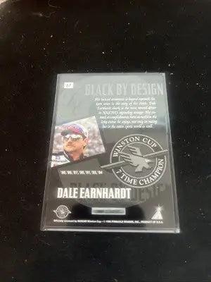 Dale Earnhardt trading card from 1996 Pinnacle Zenith #67 Black by Design edition